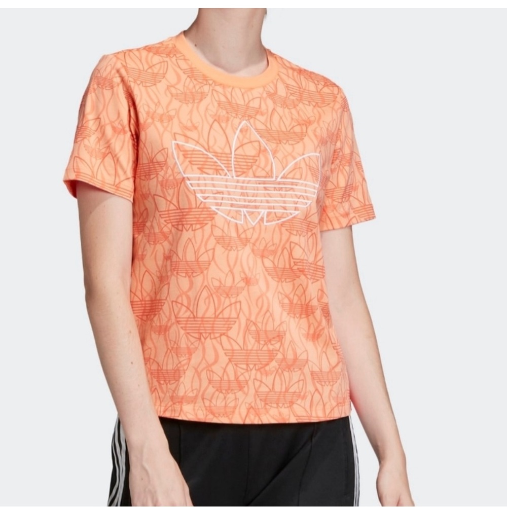 NWOT Adidas Originals Orange Print Tee- SIZE Small